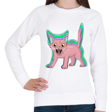 PRINTFASHION Cica LSD - Női pulóver - Fehér női pulóver, kardigán