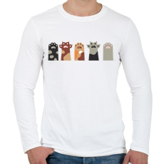 PRINTFASHION Cica mancsok - Férfi hosszú ujjú póló - Fehér