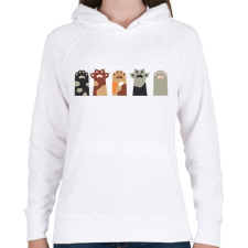 PRINTFASHION Cica mancsok - Női kapucnis pulóver - Fehér női pulóver, kardigán