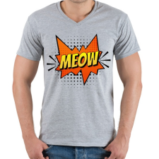 PRINTFASHION Cica meow - Férfi V-nyakú póló - Sport szürke férfi póló