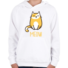 PRINTFASHION Cica - meow - Gyerek kapucnis pulóver - Fehér gyerek pulóver, kardigán