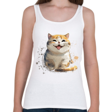 PRINTFASHION cica - Női atléta - Fehér női trikó