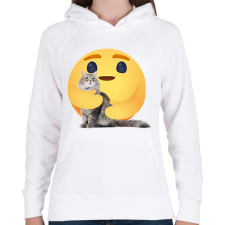 PRINTFASHION Cica - Női kapucnis pulóver - Fehér női pulóver, kardigán