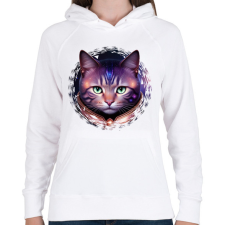 PRINTFASHION Cica - Női kapucnis pulóver - Fehér női pulóver, kardigán