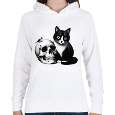 PRINTFASHION Cica - Női kapucnis pulóver - Fehér női pulóver, kardigán