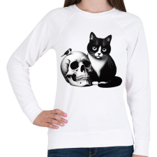 PRINTFASHION Cica - Női pulóver - Fehér női pulóver, kardigán