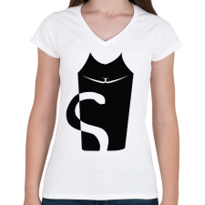 PRINTFASHION cica - Női V-nyakú póló - Fehér női póló