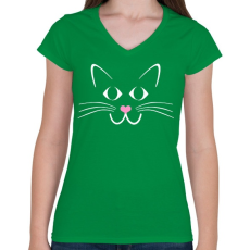 PRINTFASHION Cica - Női V-nyakú póló - Zöld