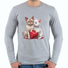 PRINTFASHION cica pár - Férfi hosszú ujjú póló - Sport szürke