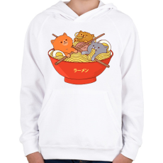 PRINTFASHION Cica ramen - Gyerek kapucnis pulóver - Fehér