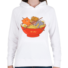 PRINTFASHION Cica ramen - Női kapucnis pulóver - Fehér női pulóver, kardigán