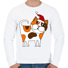 PRINTFASHION Cica sapkában - Férfi pulóver - Fehér