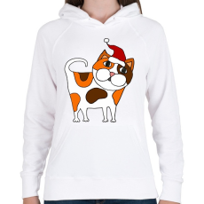 PRINTFASHION Cica sapkában - Női kapucnis pulóver - Fehér