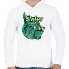 PRINTFASHION Cica szabadságszobor - Férfi kapucnis pulóver - Fehér férfi pulóver, kardigán