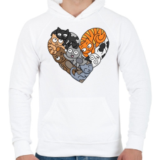 PRINTFASHION Cica szerelem - Férfi kapucnis pulóver - Fehér férfi pulóver, kardigán