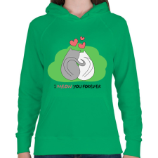 PRINTFASHION Cica szerelem - Női kapucnis pulóver - Zöld női pulóver, kardigán