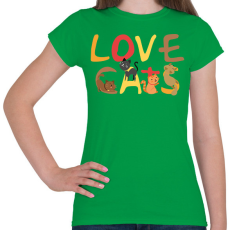 PRINTFASHION Cica szeretet - Női póló - Zöld