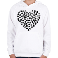 PRINTFASHION Cica szív - Gyerek kapucnis pulóver - Fehér gyerek pulóver, kardigán