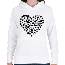 PRINTFASHION Cica szív - Női kapucnis pulóver - Fehér női pulóver, kardigán