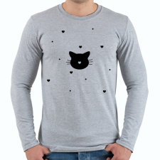 PRINTFASHION Cica szívekkel - Férfi hosszú ujjú póló - Sport szürke férfi póló