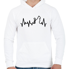 PRINTFASHION Cica szívverés - Férfi kapucnis pulóver - Fehér