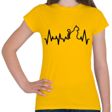 PRINTFASHION Cica szívverés - Női póló - Sárga