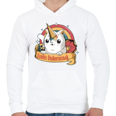 PRINTFASHION Cica - Szólíts unikornisnak - Férfi kapucnis pulóver - Fehér