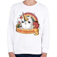 PRINTFASHION Cica - Szólíts unikornisnak - Gyerek pulóver - Fehér gyerek pulóver, kardigán