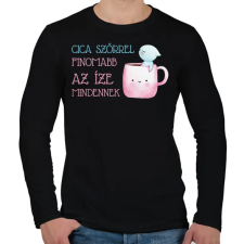 PRINTFASHION Cica szőrrel finomabb - Bögre - Férfi hosszú ujjú póló - Fekete férfi póló