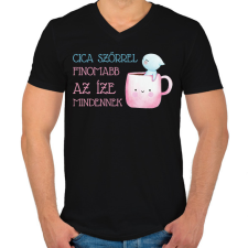 PRINTFASHION Cica szőrrel finomabb - Bögre - Férfi V-nyakú póló - Fekete férfi póló