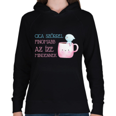 PRINTFASHION Cica szőrrel finomabb - Bögre - Női kapucnis pulóver - Fekete