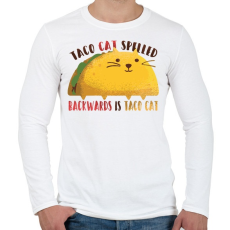 PRINTFASHION Cica - Taco cat visszafelé is olvasva is taco cat  - Férfi hosszú ujjú póló - Fehér