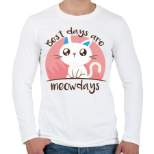 PRINTFASHION Cica the best days - Férfi hosszú ujjú póló - Fehér férfi póló