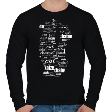 PRINTFASHION cica többnyelven - Férfi pulóver - Fekete
