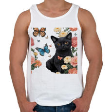 PRINTFASHION cica virágokkal és pillangókkal - Férfi atléta - Fehér