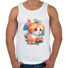 PRINTFASHION Cica virágokkal - Férfi atléta - Fehér