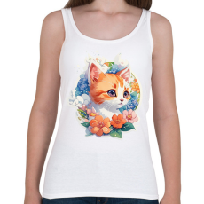 PRINTFASHION Cica virágokkal - Női atléta - Fehér