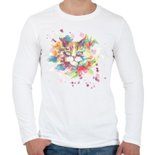 PRINTFASHION Cica vízfesték - Férfi hosszú ujjú póló - Fehér férfi póló