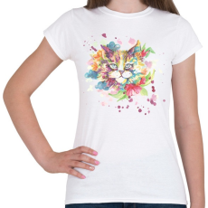 PRINTFASHION Cica vízfesték - Női póló - Fehér