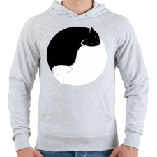 PRINTFASHION Cica yin yang - Férfi kapucnis pulóver - Sport szürke férfi pulóver, kardigán