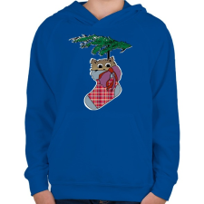 PRINTFASHION cica zokniban - Gyerek kapucnis pulóver - Királykék gyerek pulóver, kardigán