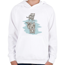 PRINTFASHION Cicából tigris - Gyerek kapucnis pulóver - Fehér gyerek pulóver, kardigán