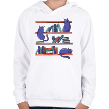 PRINTFASHION Cicák a könyvtárban - Gyerek kapucnis pulóver - Fehér gyerek pulóver, kardigán