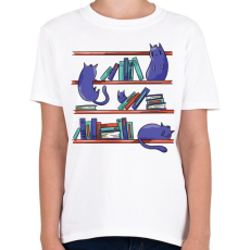 PRINTFASHION Cicák a könyvtárban - Gyerek póló - Fehér