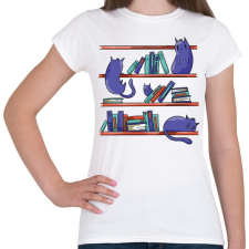 PRINTFASHION Cicák a könyvtárban - Női póló - Fehér női póló