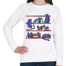 PRINTFASHION Cicák a könyvtárban - Női pulóver - Fehér