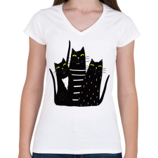 PRINTFASHION Cicák - Női V-nyakú póló - Fehér női póló
