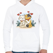 PRINTFASHION Cicák párban - Férfi kapucnis pulóver - Fehér női pulóver, kardigán