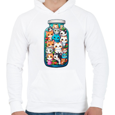 PRINTFASHION Cicák üvegben - Férfi kapucnis pulóver - Fehér férfi pulóver, kardigán