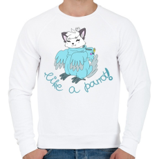 PRINTFASHION Cicapapagáj - Férfi pulóver - Fehér